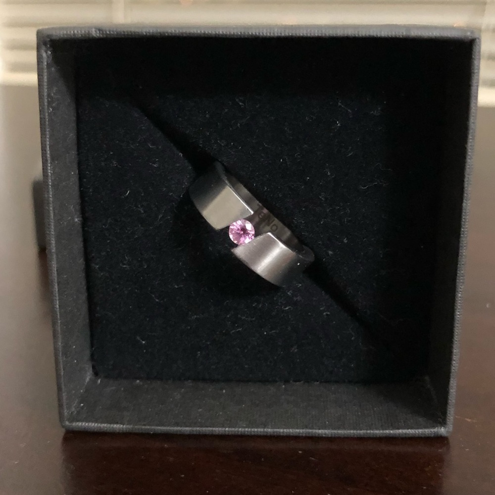 Teno Stainless Steel Tension Ring - Pink Sapphire